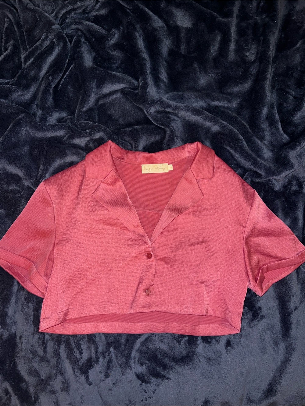 Cropped Polo Shirt in Deep Rose